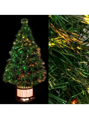 Albero Di Natale 60 Cm.Albero Di Natale H 60 Cm Vaso Di Legno Illuminato Fibre Ottiche Multicolor