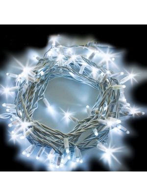 Catena luminosa 20 m, 200 maxiled Flashled Diamond, SENZA alimentazione, prolungabile, cavo bianco, bianco ghiaccio
