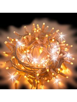 Catena luminosa 10 m 200 maxiled Flashled Diamond, SENZA alimentazione, prolungabile cavo bianco, bianco caldo