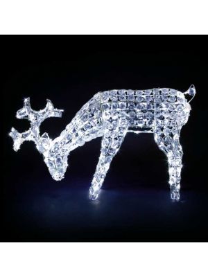 Renna natalizia h 50 cm 200 led, luce fissa, bianco ghiaccio 