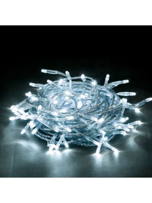Catena luminosa con porta batterie controller-timer - 96 led reflex bianco ghiaccio