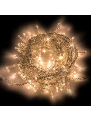 Catena luminosa 10 m, 96 Maxiled luce fissa, prolungabile, SENZA alimentazione, cavo trasparente, bianco classic