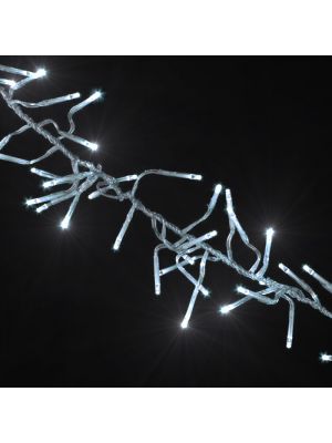 Catena grappolo 12,5 m - cluster 1100 mini led con memory controller - bianco ghiaccio - cavo trasparente