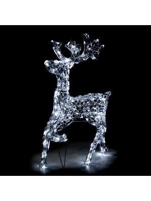 Renna galoppante h85 cm in cristalli di acrilico 200 led - luce fissa - bianco caldo 