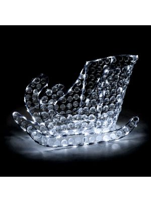 Slitta di Babbo Natale h40 cm in cristalli di acrilico 120 led - luce fissa - bianco freddo