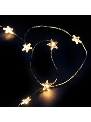 Catena luminosa a batteria 20 stelline microled - flashled e luce fissa - bianco classic caldo