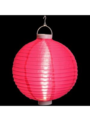 Lanterna party a batteria ø 40 cm in tessuto rosa - bianco classic