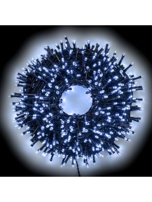 Catena luminosa 24,5 m 600 led con memory controller bianco ghiaccio freddo
