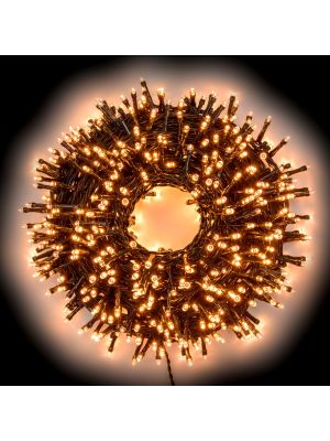 Catena di luci 48,5 m 1200 led con memory controlle bianco caldo tradizionale cavo verde