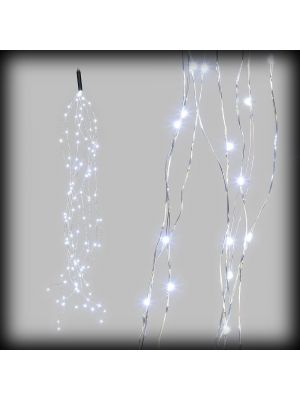 Ramo luminoso | cascata di luci 100 microled 10 stringhe 1 m cavo metal rame - luce fissa - bianco caldo 