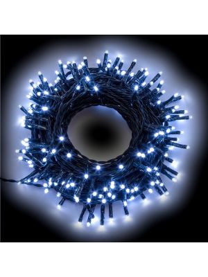 Catena di luci 5,60 m 80 miniled a luce fissa bianco ghiaccio da esterno cavo verde
