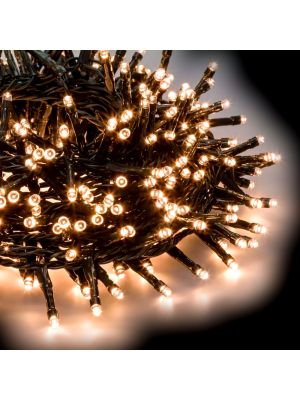 Catena grappolo 16 m minicluster 750 led a luce fissa bianco caldo tradizionale cavo verde