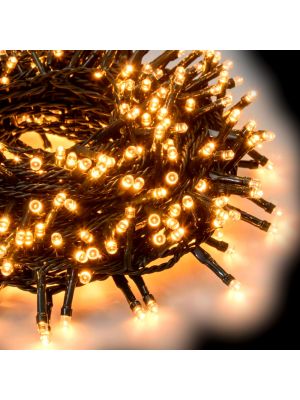 Catena grappolo 21,5 m - minicluster 1000 led a luce fissa - bianco caldo tradizionale cavo verde