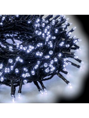 Catena grappolo 32,25 m minicluster 1500 led a luce fissa bianco ghiaccio cavo verde