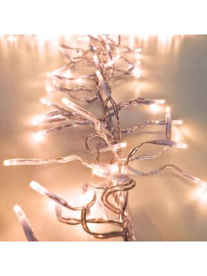 Catena festone 15 m cavo trasparente cluster 1500 miniled a luce fissa bianco tradizionale caldo