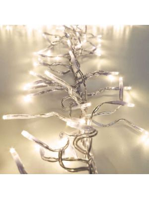 Catena festone 15 m cavo trasparente cluster 1500 miniled a luce fissa bianco classic caldo