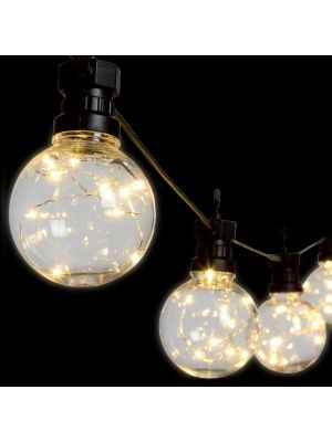 Catena 5 m party light 10 lampadine 100 microled luce fissa bianco classic caldo old style