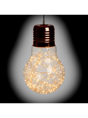 Lampadina a goccia di vetro e metallo color rame - Ø30cm - 200 microled - bianco classic