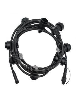 Catena 5 m con 8 portalampade E27 prolungabile cavo nero Vintage Led old style