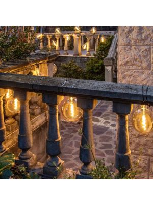 Catena luminosa Vintage da 5 metri con lampadine Maxi Globo, cavo nero