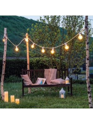 Catena di lampadine Vintage led Globo ø95 mm, da 5 metri, cavo bianco