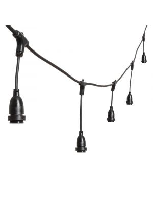 Catena 5 m con 8 portalampade pendenti corti E27 prolungabile cavo nero Vintage Led Pro professional