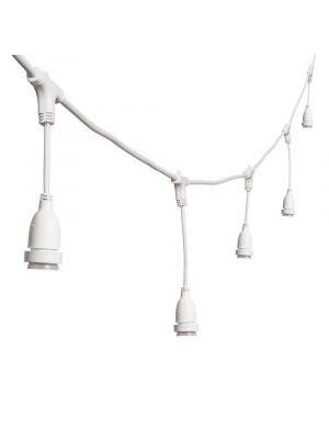 Catena 5 m con 8 portalampade pendenti corti E27 prolungabile cavo bianco Vintage Led Pro uso esterno