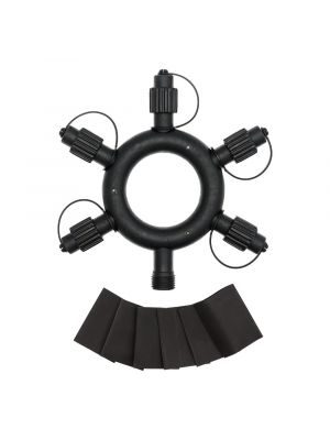 Connettore multiplo circolare nero a 5 uscite 230V per serie Vintage Led Pro da esterno