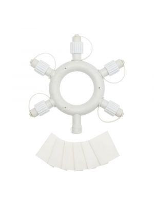Connettore multiplo circolare bianco a 5 uscite 230V per serie Vintage Led Pro uso esterno ed interno