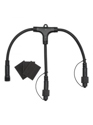 Connettore multiplo nero a T con 2 uscite 230V per serie Vintage Led Pro uso interno ed esterno