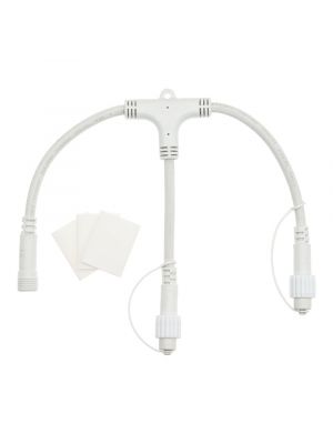 Connettore multiplo bianco a T con 2 uscite 230V per serie Vintage Led Pro uso esterno ed interno