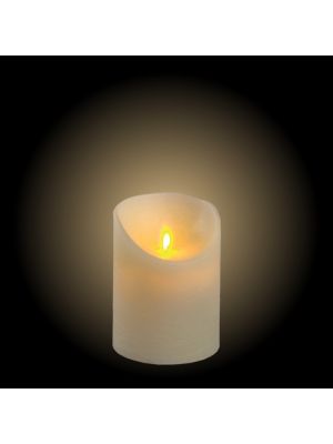 Candela Ø 7,5 x h 10 cm in cera ruvida Avorio, moving flame, led bianco classic