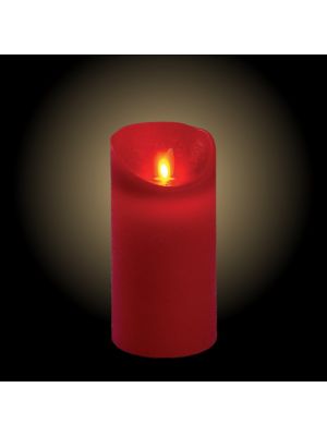 Candela Ø 7,5 x h 15 cm in cera ruvida Rossa, moving flame, led bianco classic