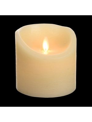 Candela Ø 10 x h 10 cm in cera ruvida, effetto fiamma, led bianco classic a batteria