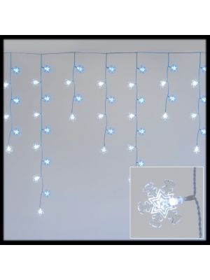 Tenda 136 cristalli di neve SuperBright 375xh100 cm memory controller bianco ghiaccio e blu - cavo bianco morbido