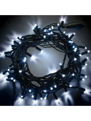 Catena 10 m 96 maxi led flashled diamond prolungabile SENZA alimentazione bianco ghiaccio freddo cavo nero