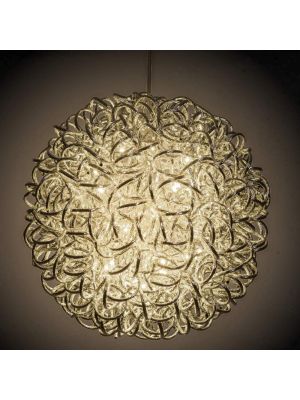 Sfera argentata 3D ø40 cm, 100 led superbright, luce fissa, bianco classic caldo da interno