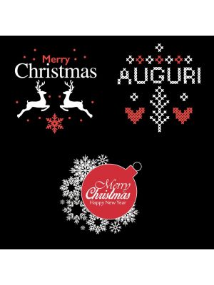 Proiezioni di disegni e scritte auguri bianco e rosso sfondo neutro