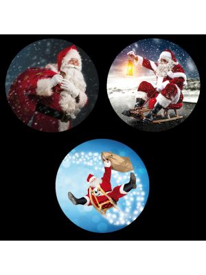 Set 3 gobos intercambiabili Ø30-20mm corone con Babbo Natale