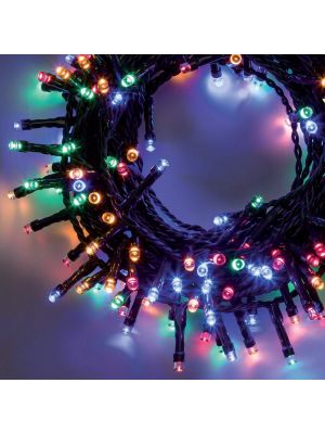 Catena luminosa 8 m 200 led con memory controller multicolor cavo verde