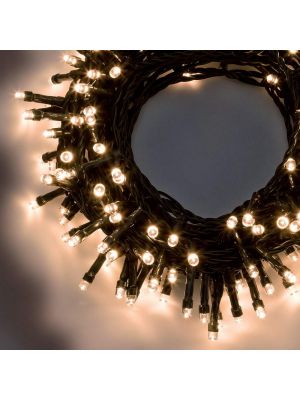 Catena di luci 12,8 m 320 led con memory controller bianco classic caldo cavo verde