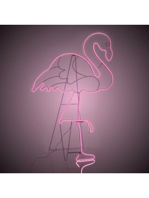 Decorazione luminosa Fenicottero h 115 cm, neon bifacciale, led pink