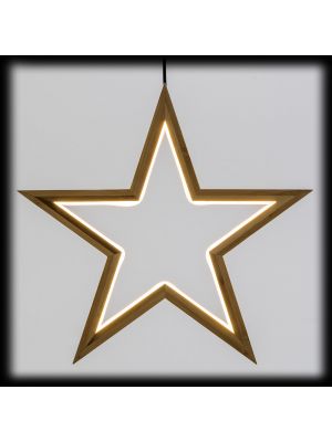 Decorazione luminosa Stella Wood Natural, Ø 35 cm a luce fissa, bianco caldo