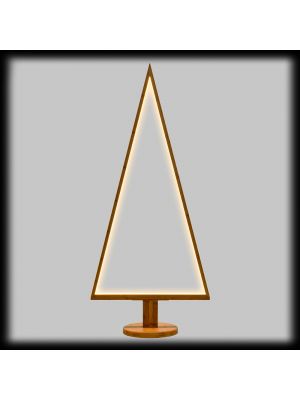 Albero di Natale triangolare Wood Natural, H 145 cm a luce fissa, bianco caldo 3000k
