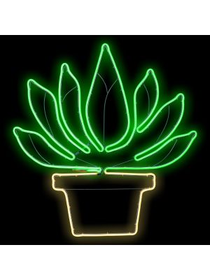 Pianta grassa luminosa 77 x H 81 cm, neon bifacciale, 672 led, bianco caldo e verde