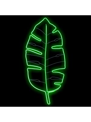 Foglia Tropicale luminosa 53 x H 114 cm, neon bifacciale, 528 led, verde