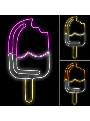 Set 3 ghiaccioli luminosi 60 x H 119 cm, neon bifacciale, 560 led, colori misti - rosa, marrone, giallo