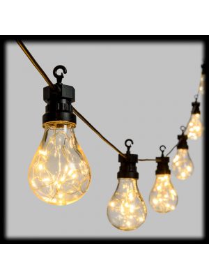 Catena luminosa 10,5 mt, 20 lampadine party light, 200 microled, bianco caldo classic