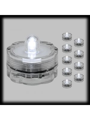 Set 10 candele subacquee a batteria luce fissa, 1 Led bianco ghiaccio freddo sommergibili