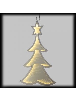 Albero di Natale 72 x H 118 cm, Infinity Mirror bifacciale, luce fissa, bianco caldo, uso interno